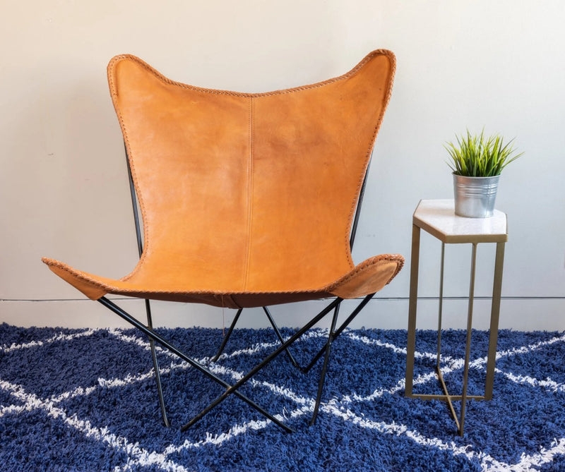 Butterfly Chair Dark Chocolate Leather-like Sling Mid-Century