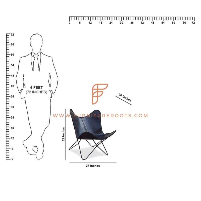 Butterfly Chair Hairpin Legs Cognac Leather-like Sling Seat