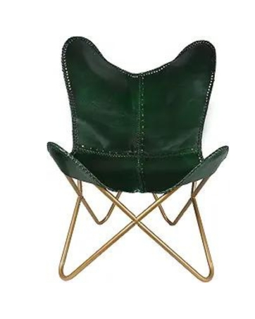 Butterfly Chair with Arms Cognac Leather-like Folding Frame