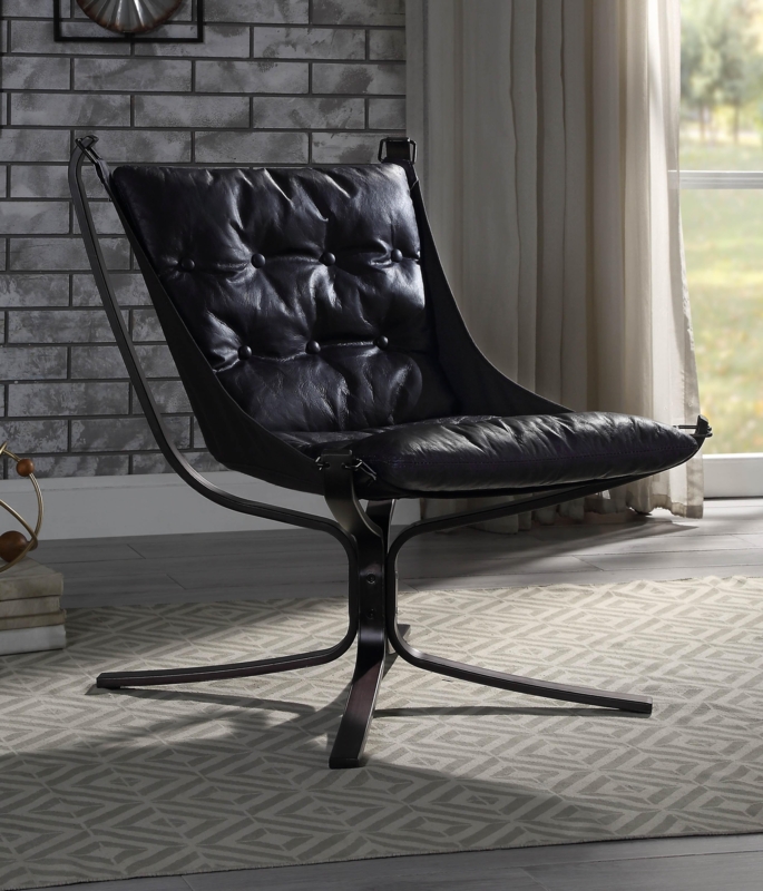 Carney - Accent Chair (Vintage Blue Top Grain Leather) | Acme