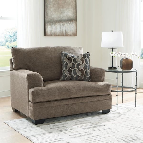 Chair And A Half with Rolled Arms in Nutmeg Textured Weave Fabric