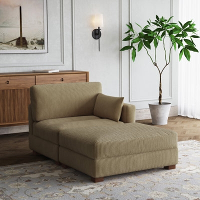 Chaise Lounge: Modern Camel Corduroy with Extra Deep Profile