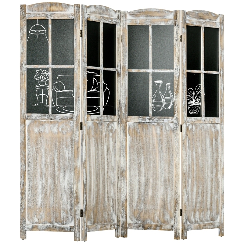 Chalkboard Room Divider Rustic Whitewashed Wood Partition