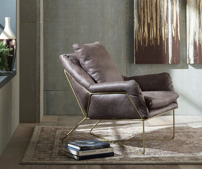 Charcoal Barrel Accent Chair featuring Integrated Sloping Arms