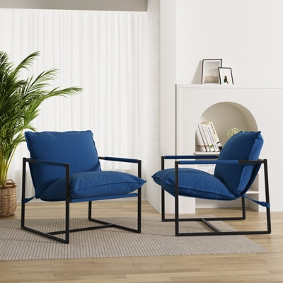 Charcoal Grey Sling Accent Chair with Matte Black Frame