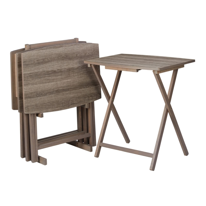 Charcoal Grey TV Tray Set Oversized Tops with Matching Storage Stand