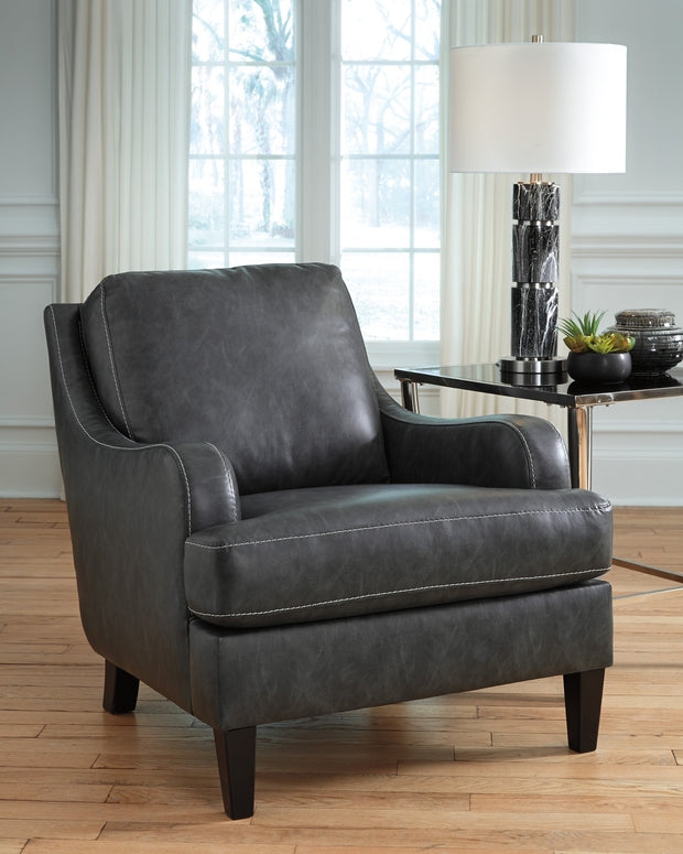 Charcoal Woven Accent Chair featuring Tapered Dark Legs