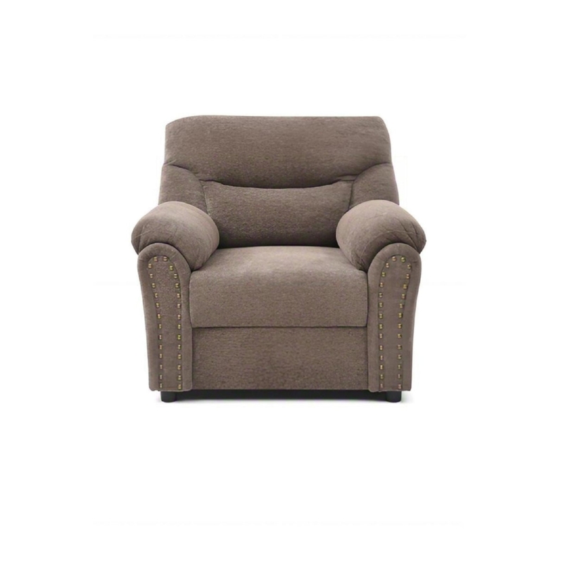 Classic Armchair with Pillow Top Arms, Nailhead Trim, and Dark Brown Finish