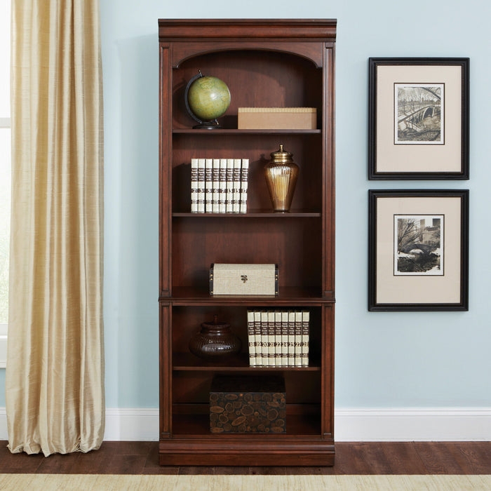 Classic Bookcase with Fluted Pilasters and Bottom Cabinet Storage