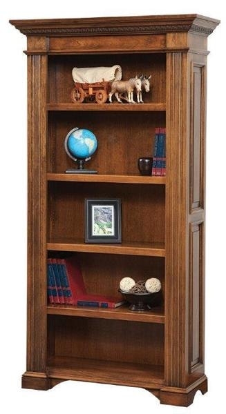 Classic Fluted Wood Bookshelf with Scalloped Base and Adjustable Shelves