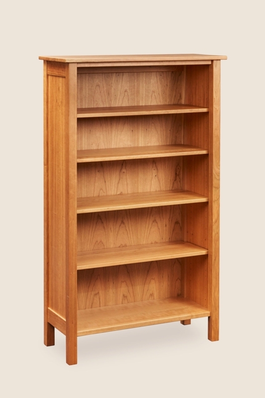 Classic Shaker Style Wood Bookcase in Reddish-Brown Tone