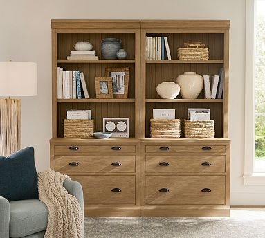 Classic White Storage Bookcase with Wide Lateral File Drawers