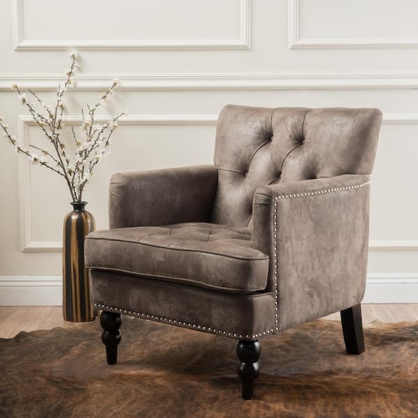 Club Chair Diamond Tufting Nailhead Trim Microfiber