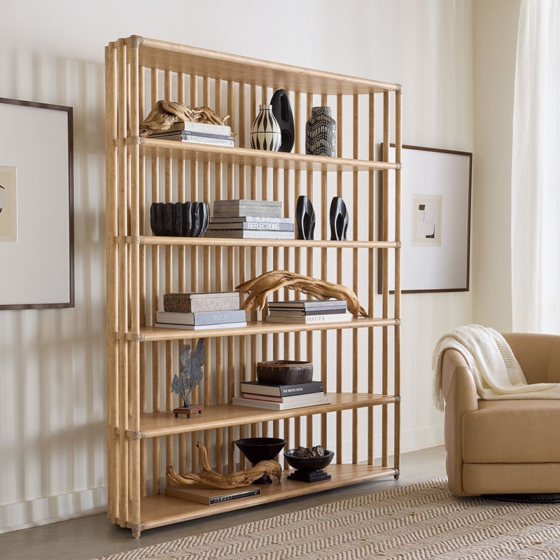 Coastal Bookcase featuring a Vertical Slatted Back Panel