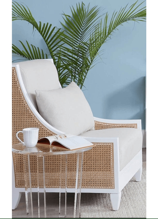 Coastal Woven Barrel Accent Chair with Tapered Wood Legs