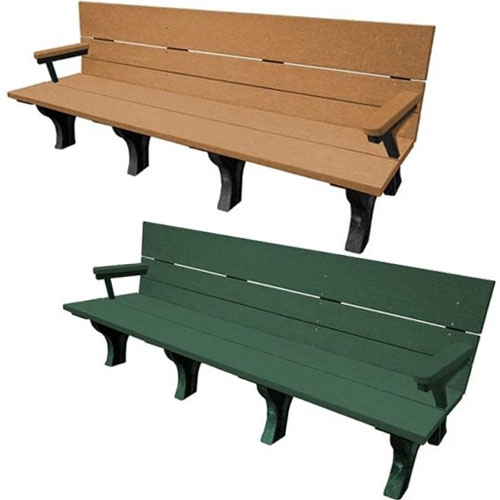 Commercial Grade Garden Bench Recycled Slats Black Metal Arms