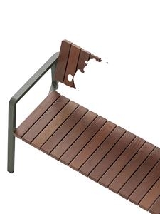 Commercial Grade Outdoor Bench with Slatted Wood and Metal Frame