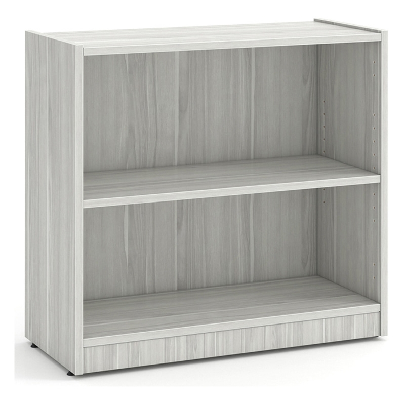 Compact Bookcase Silver Birch Finish Two-Tier Adjustable Shelves
