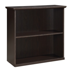 Compact Bookcase Two Tier Shelf Espresso Transitional Low Storage Unit