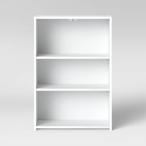 Compact Bookcase White Finish Open Back Modern Design