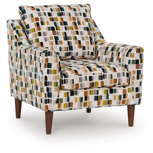 Contemporary Accent Chair, Black and Cream Abstract Pattern