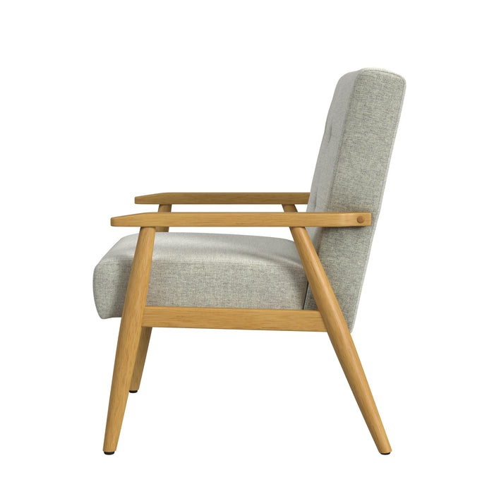 Contemporary Accent Chair with Angular Silhouette and Exposed Wood Frame