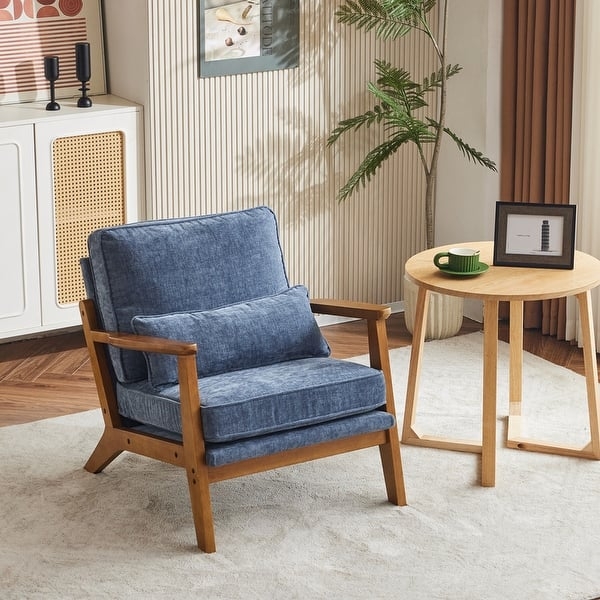Contemporary Accent Chair with Curved Back and Pillow