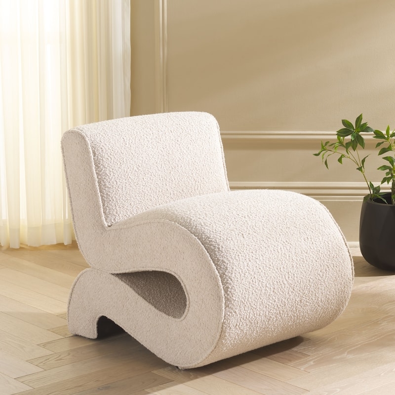 Contemporary Accent Chair with Wraparound Silhouette and Black Frame