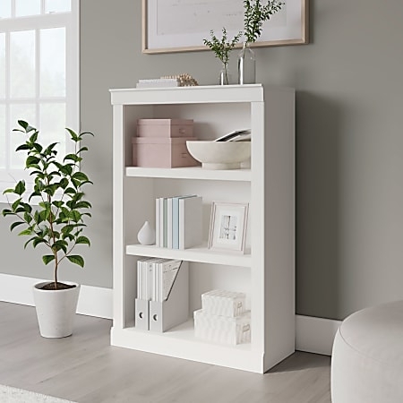 Contemporary Bookcase Arctic White Finish Open Back