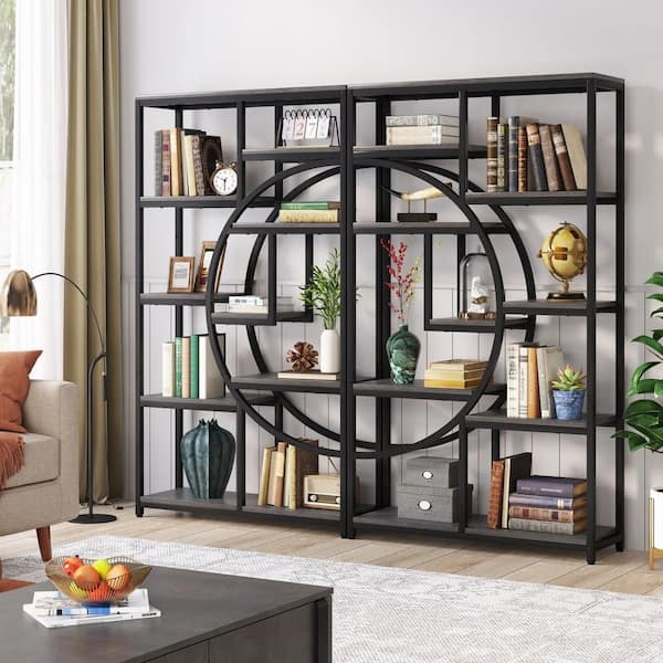 Contemporary Bookcase Asymmetrical Staggered Shelves