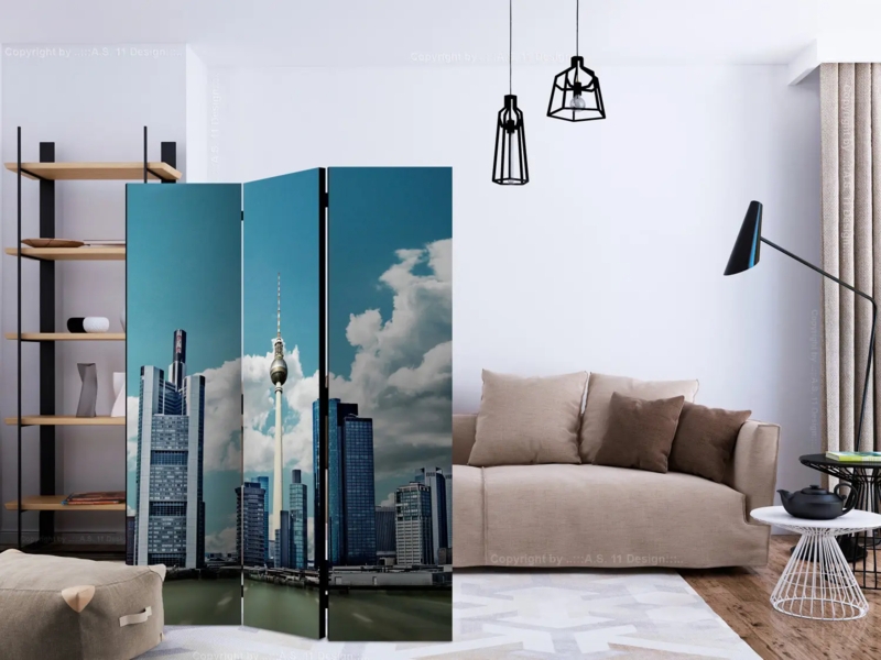 Contemporary Room Divider Berlin Skyline Graphic Folding Screen