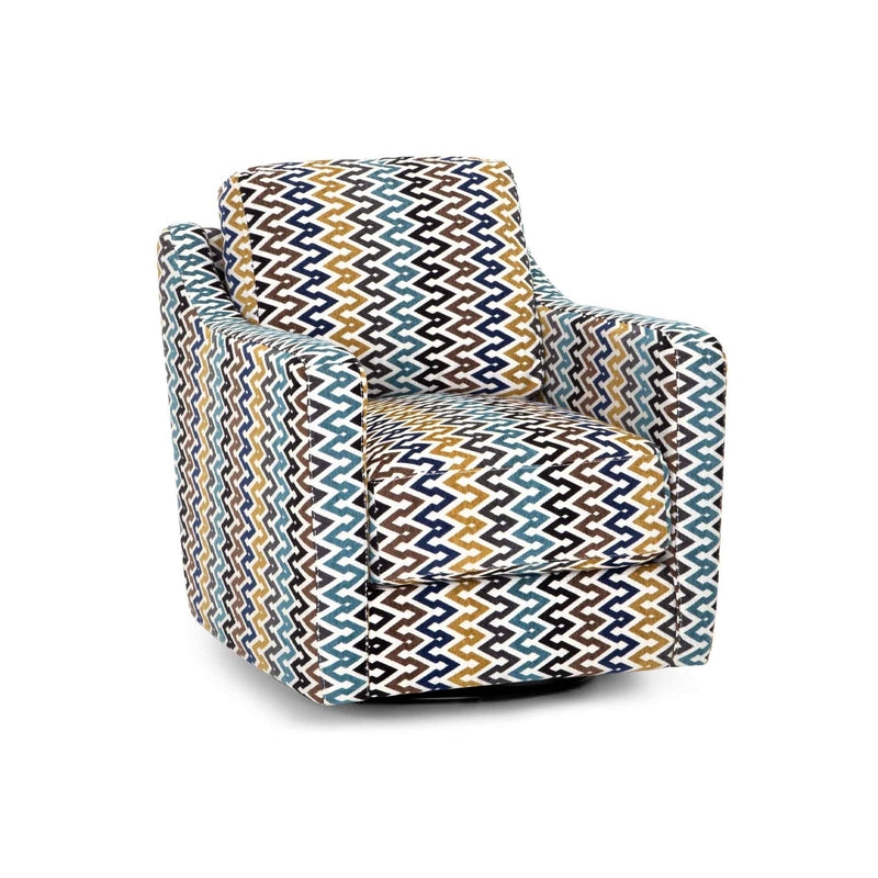 Contemporary Swivel Accent Chair in Charcoal Gray with Barrel Back