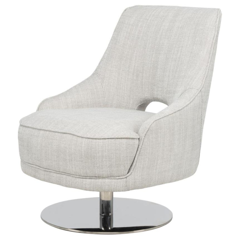 Contemporary Swivel Barrel Chair with Low Profile and Thick Cushion