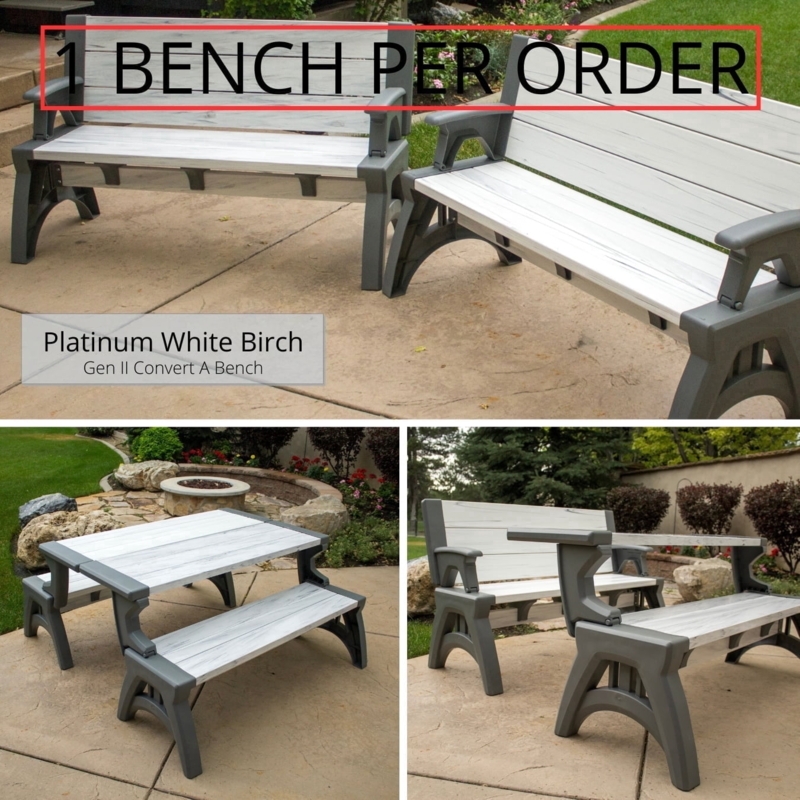 Convertible Bench Convertible To Table Platinum White Birch Finish