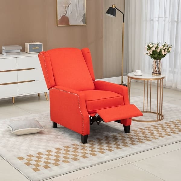 Convertible Chair in Vibrant Red with Bolster Pillows and Tufted Seat