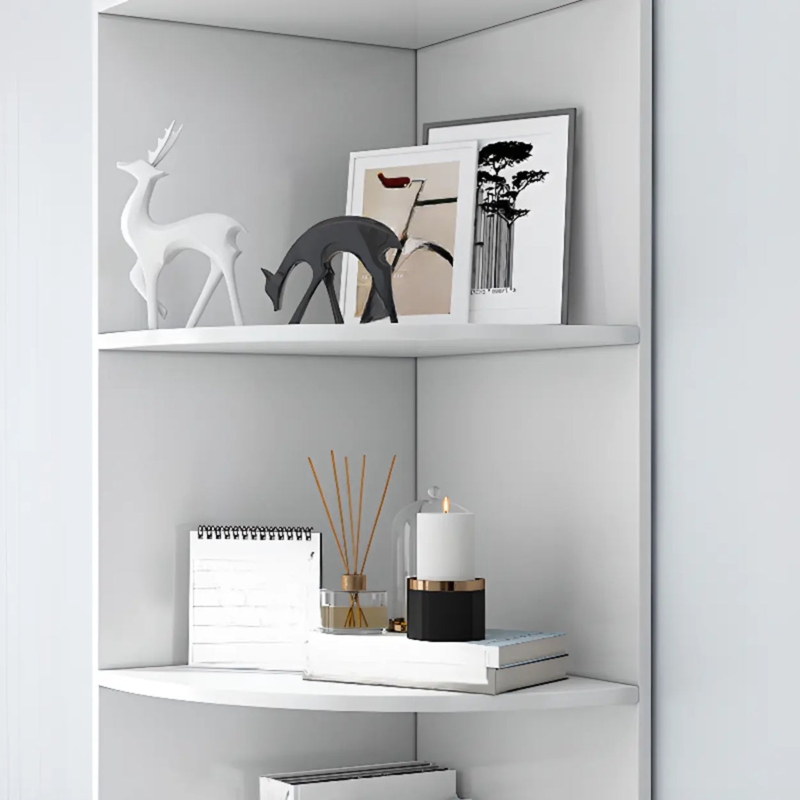 Corner Bookcase Arched Top Scandinavian Style Five Tiers