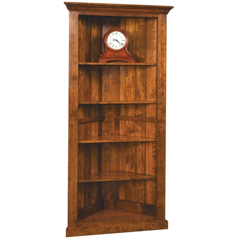 Corner Bookcase Mission Slats Five-Tier Craftsman Style Wood