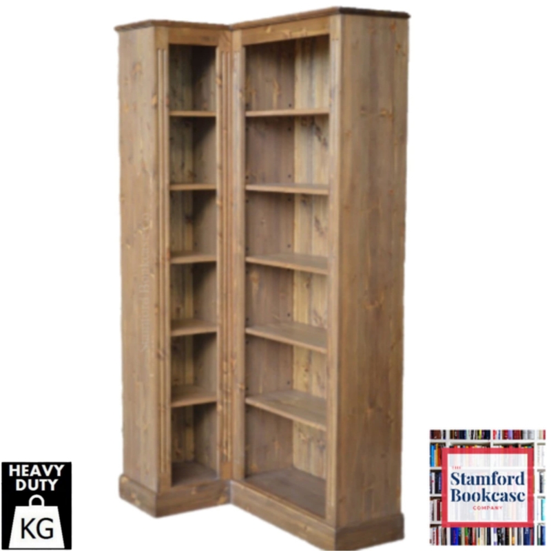 Corner Bookcase Six-Foot Height Dark Espresso Stain Traditional