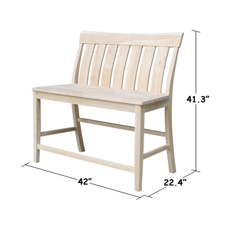 Counter Height Bench X-Back Design Unfinished Wood Farmhouse Style