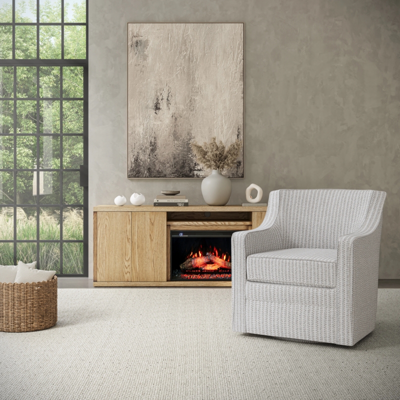 Cozy Living Room Swivel Chair Textured Woven Tub Design