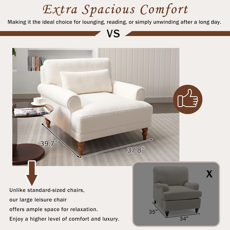 Cozy White Sherpa Accent Chair with Unique Circular Armrests