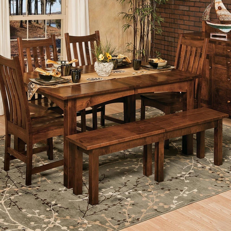 Craftsman Style Extendable Wood Dining Bench, Warm Brown Finish