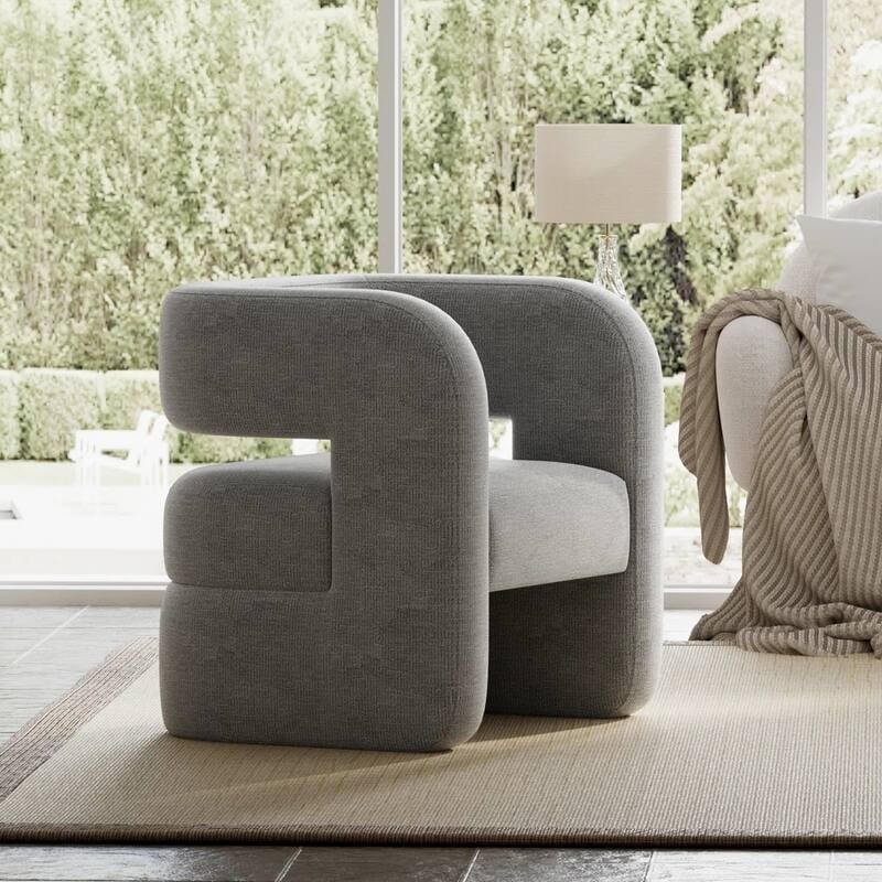 Cream Barrel Accent Chair featuring Tapered Wood Legs