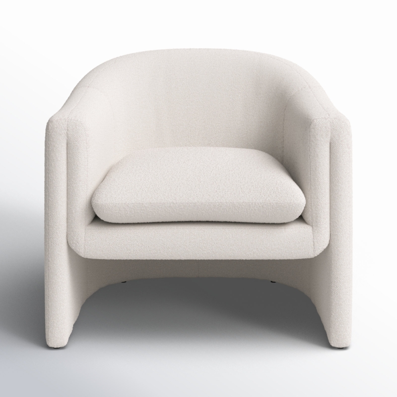 Cream Barrel Back Accent Chair with Tapered Wood Legs