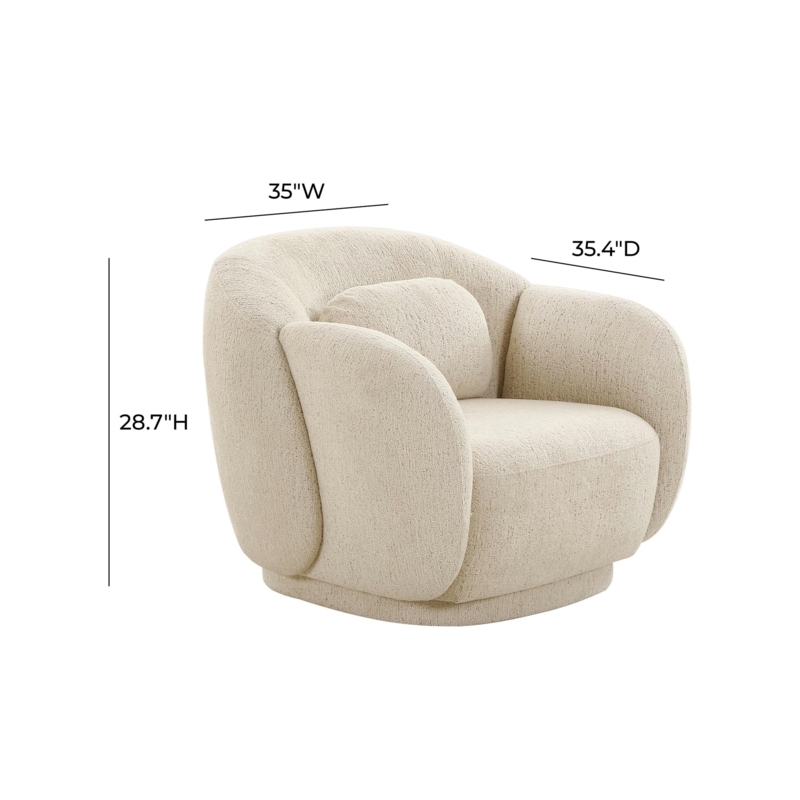 Cream Boucle Accent Chair, Curved Barrel Silhouette with Legless Base