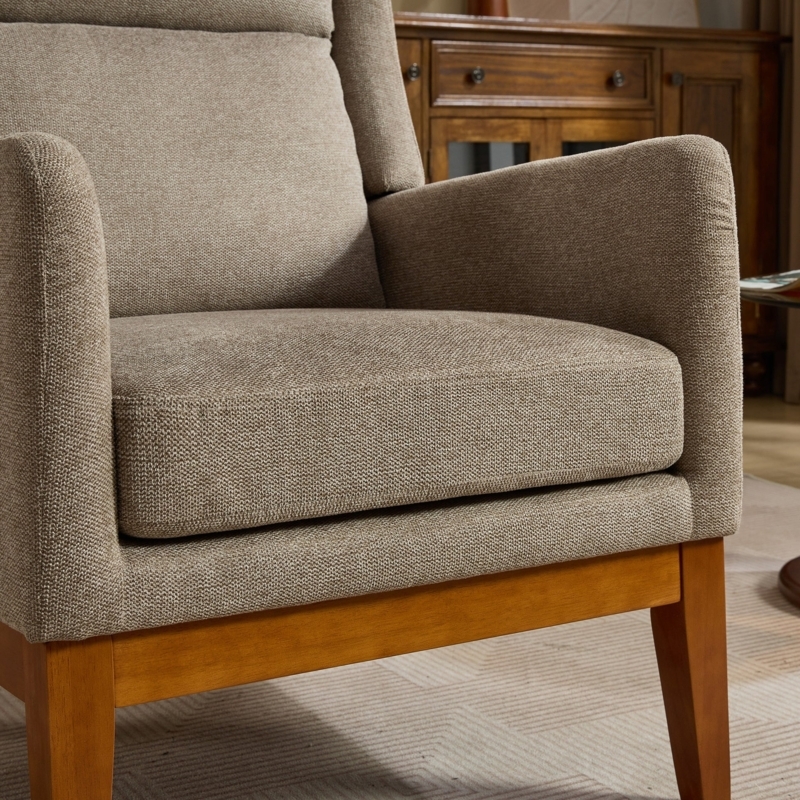 Cream Boucle Wingback Accent Chair Black Splayed Metal Legs