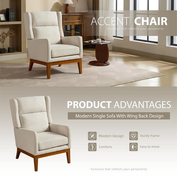 Cream Channel Tufted Accent Chair with Gold Tipped Legs