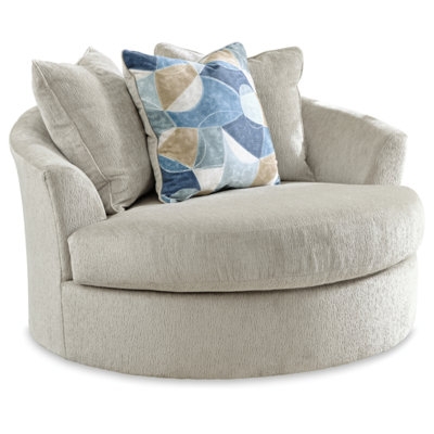 Cream Oversized Swivel Barrel Accent Chair for Reading Nook