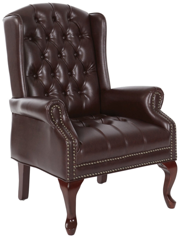 Cream Queen Anne Wingback Chair with Cabriole Legs