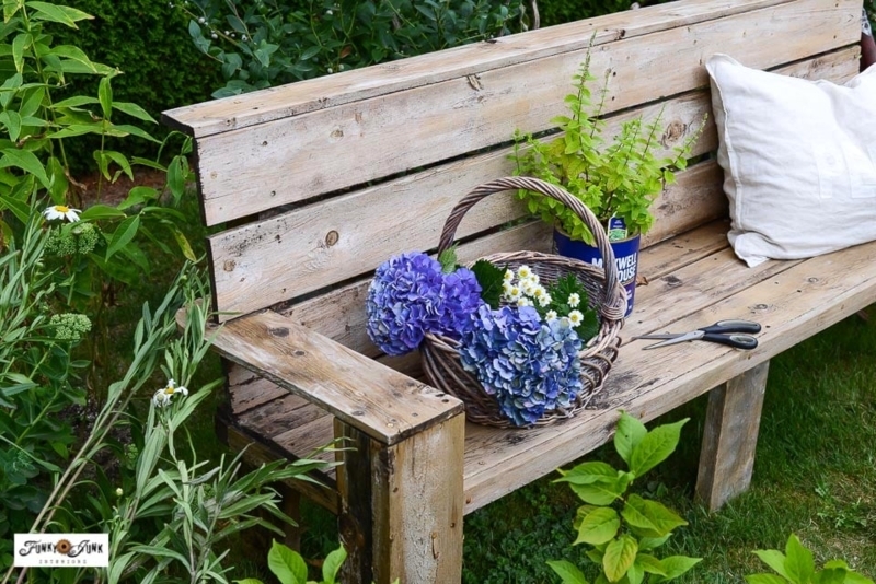 Create A Cost Effective Flower Garden With Bench For A Pretty Focal Point -  Funky Junk Interiors